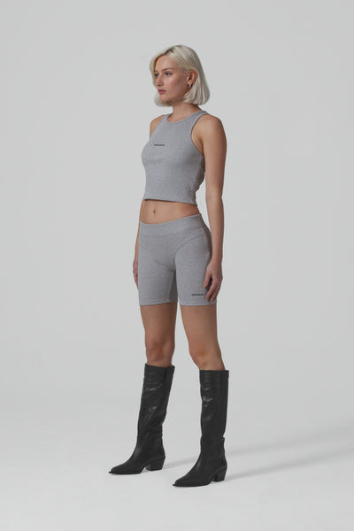 THE FORM RIB BIKER SHORT & VEST SET - GREY