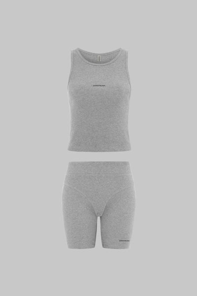 THE FORM RIB BIKER SHORT & VEST SET - GREY