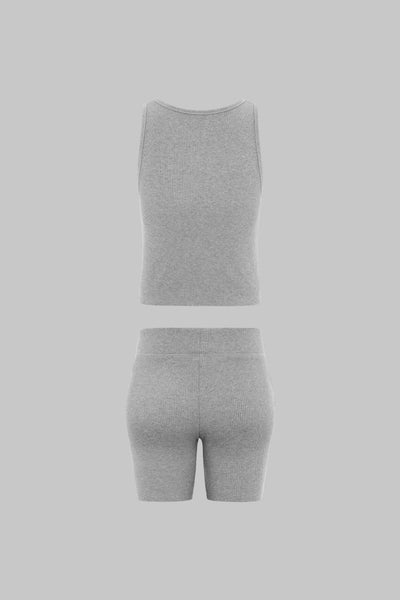 THE FORM RIB BIKER SHORT & VEST SET - GREY