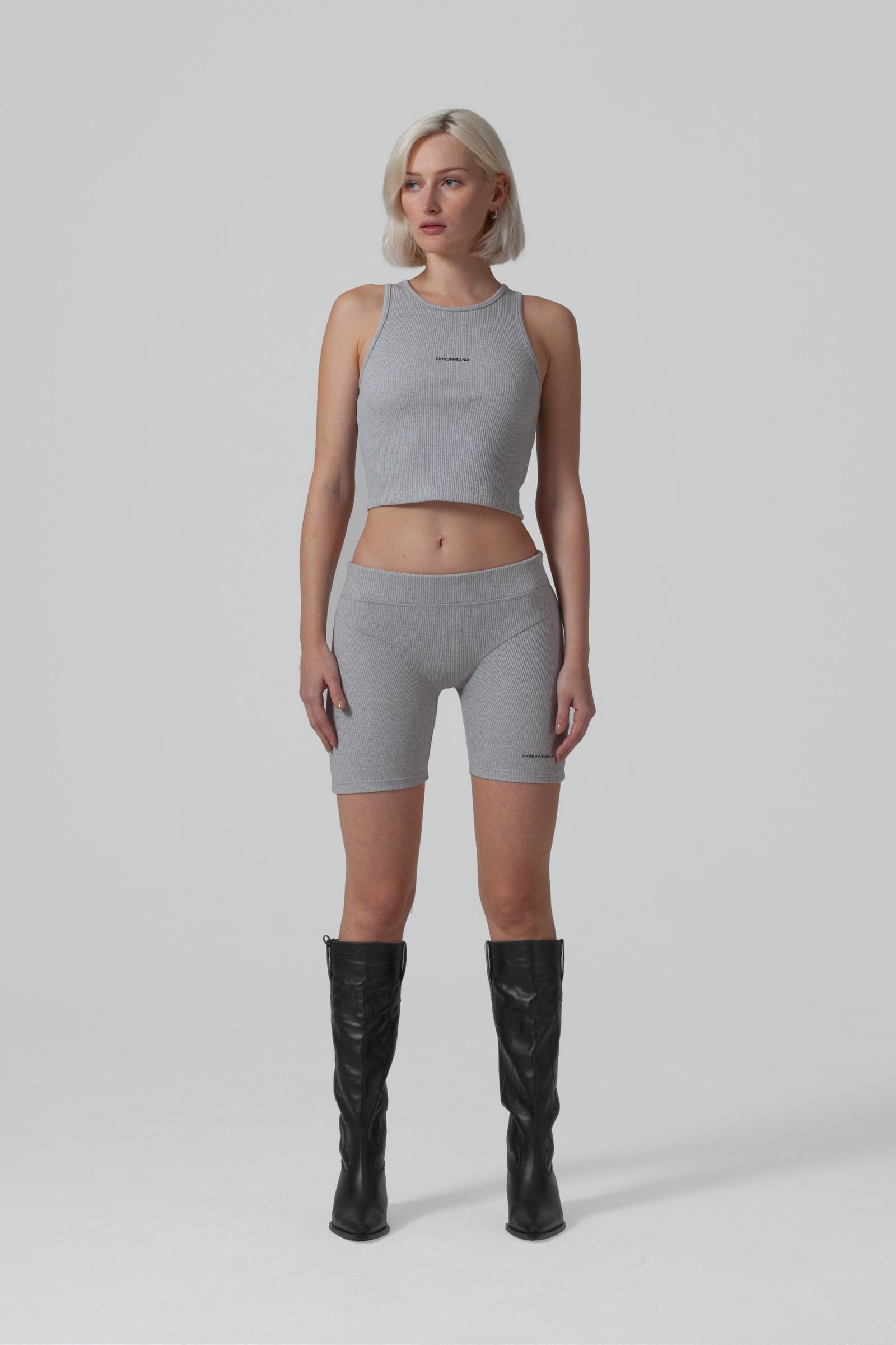 THE FORM RIB BIKER SHORT & VEST SET - GREY
