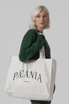 THE RECYCLED COTTON ESSENTIAL TOTE - CREAM & GREEN